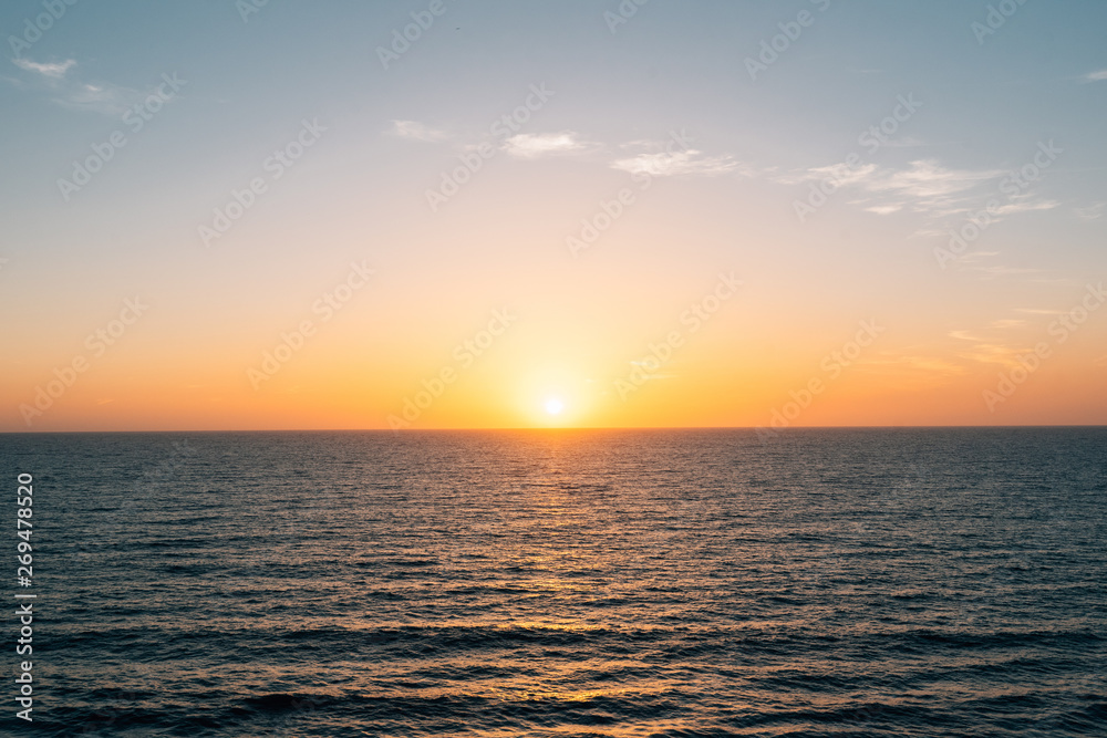 Sunset over the Pacific Ocean in La Jolla Shores, San Diego, California
