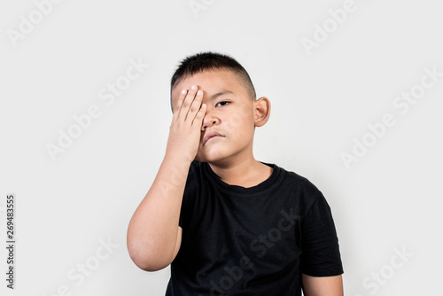 Funny portrait boy studio photo