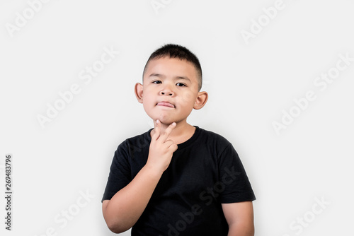 Funny portrait boy studio photo