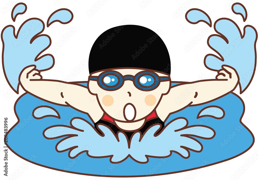 バタフライをする女性水泳選手 Stock イラスト Adobe Stock