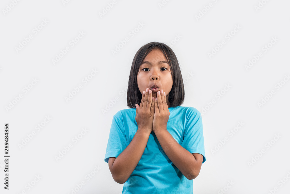 Little girl thinking in studio shot Little girl thinking in studio shot