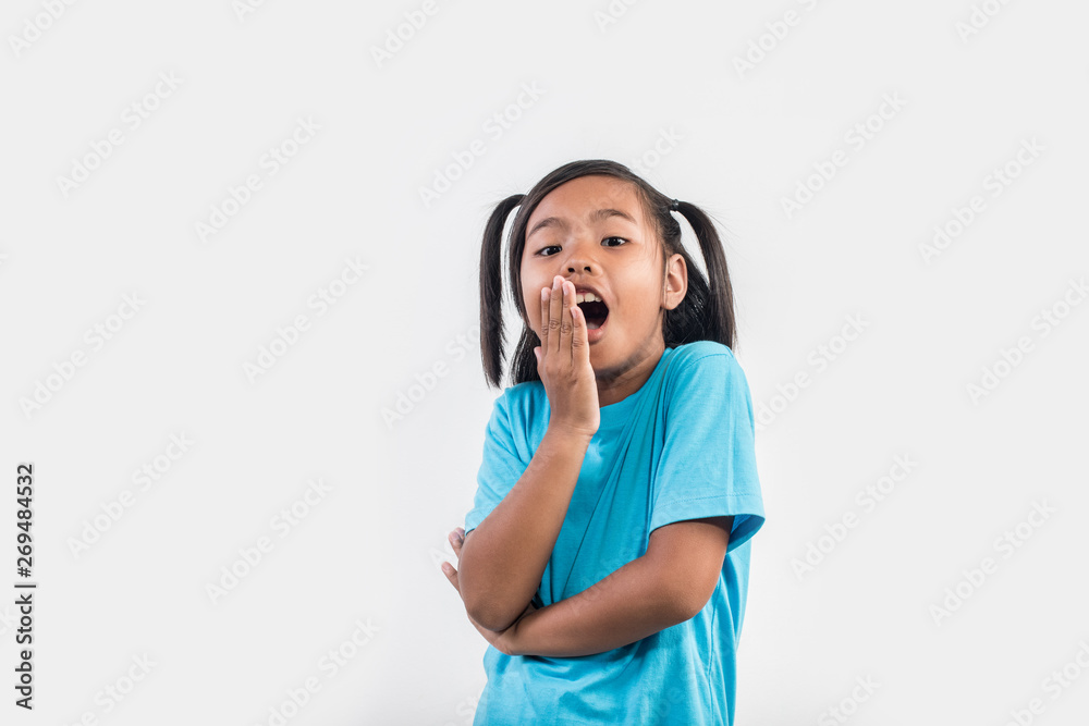 Portrait of Funny little girl acting in studio shot Portrait of Funny little girl acting in studio shot
