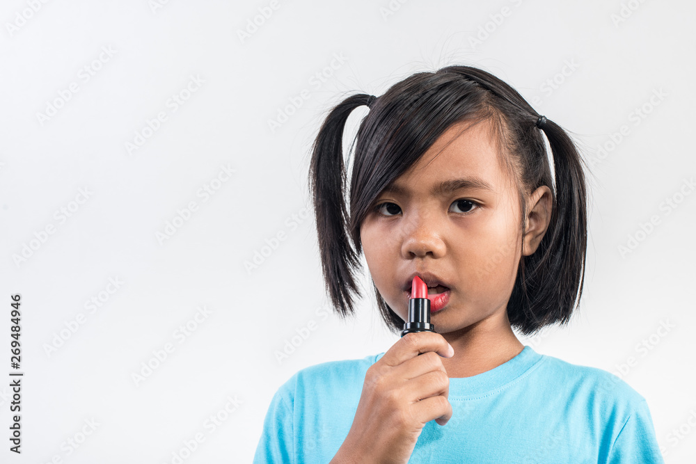 Portrait little girl makeup with her face Portrait little girl makeup with her face