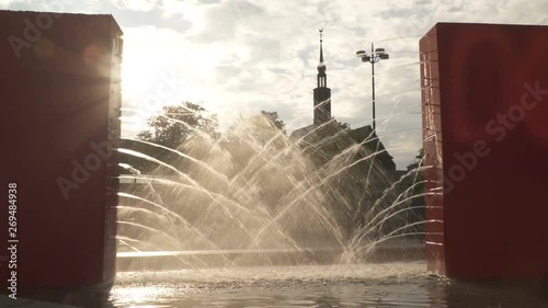 modern fountain at Hansaplatz in Dortmund Germany photo