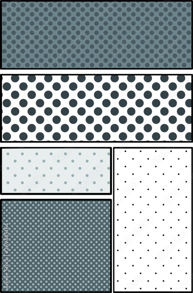 Illustration of a Monochrome color cartoon frame with dot pattern
