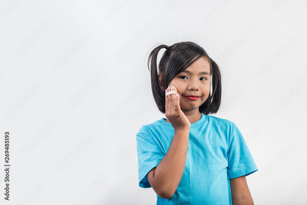 Portrait little girl makeup with her face Portrait little girl makeup with her face