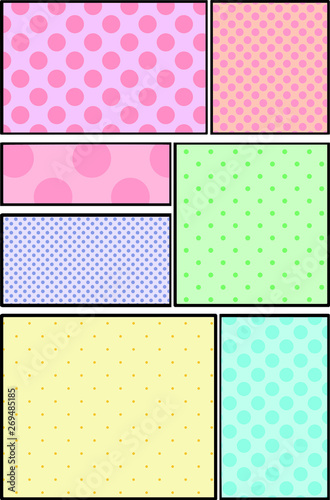 Illustration of a pale color cartoon frame with dot pattern 