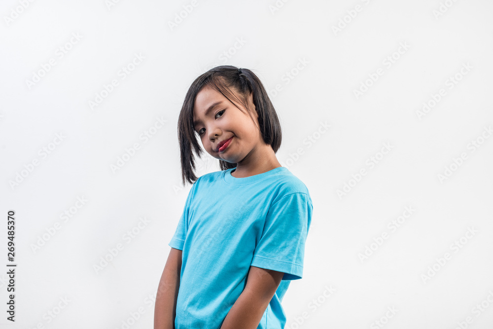 Portrait of Funny little girl acting in studio shot Portrait of Funny little girl acting in studio shot