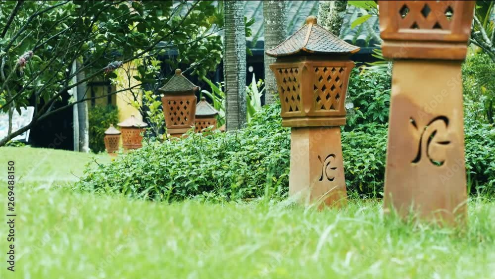 terracotta clay lanterns in park terracotta clay lanterns in park
