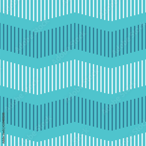 On trend minimalist seamless pattern. Clean and fresh look for summer resort wear, beach house decor, fashion, textiles and paper. Chevron pattern created with evenly spaced vertical lines. Vector.