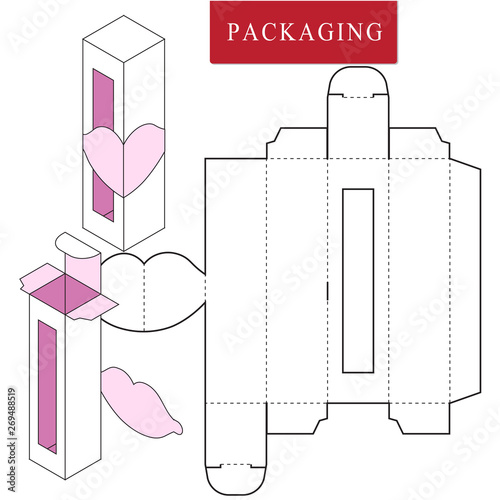 Packaging Design.Vector Illustration of Box.Package Template. Isolated White Retail Mock up.