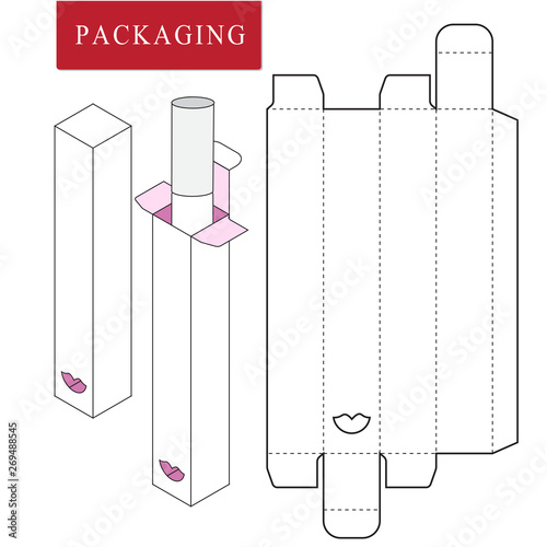 Packaging Design.Vector Illustration of Box.Package Template. Isolated White Retail Mock up.