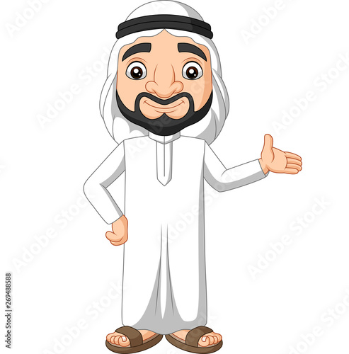 Cartoon Saudi Arab man waving