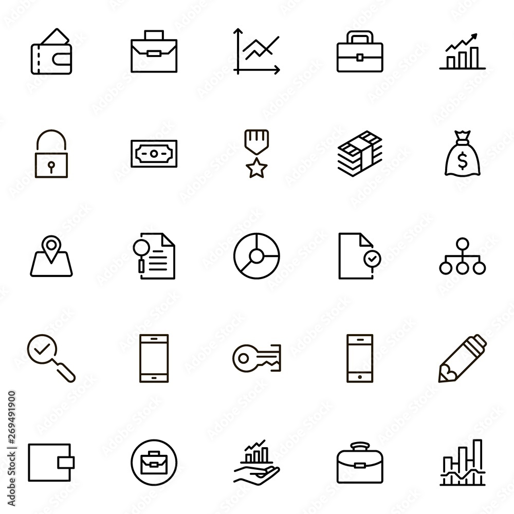 Fototapeta premium Bank line icon set.