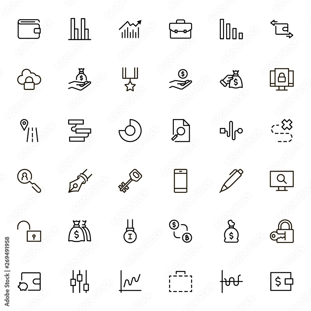 Bank line icon set.