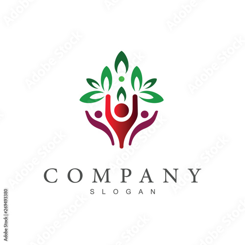 social association logo and tree, charity icon, family symbol