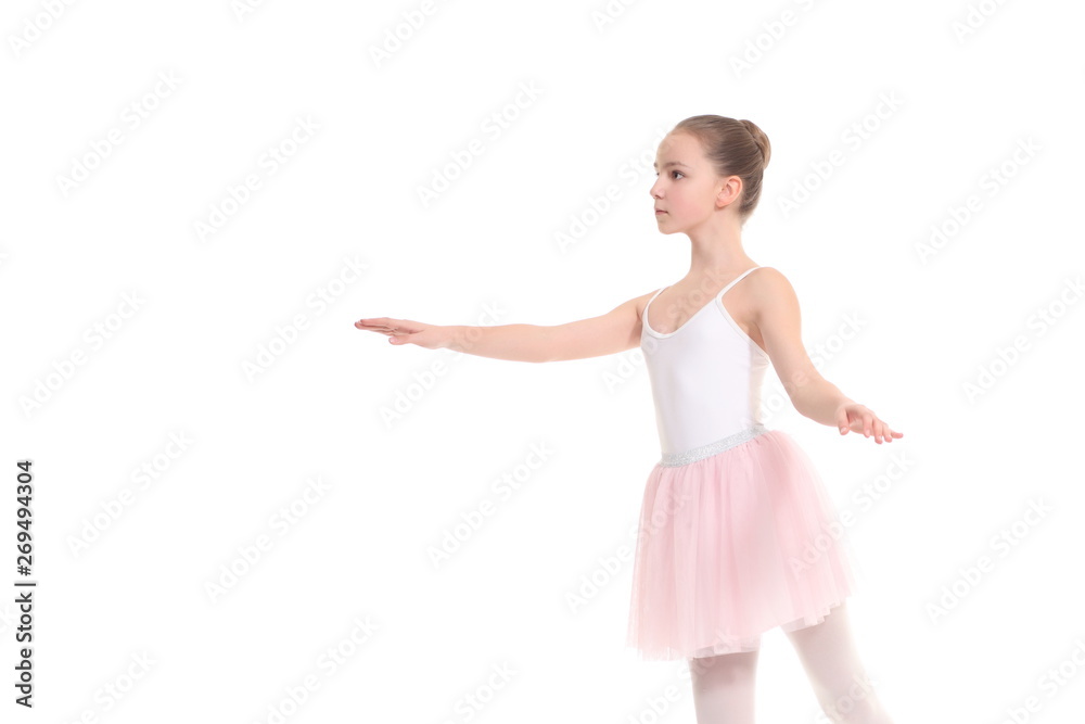 young girl ballerina posing on white background young girl ballerina posing on white background