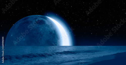 Fototapeta Naklejka Na Ścianę i Meble -  Night sky with moon in the clouds 