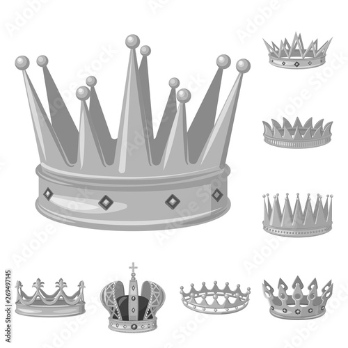 Vector illustration of jewel and vip icon. Set of jewel and nobility stock symbol for web.