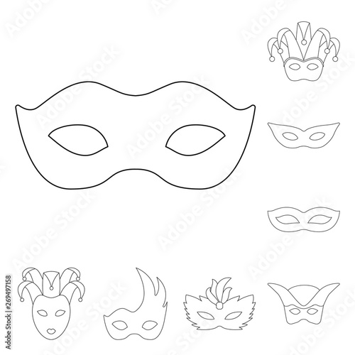 Vector design of masquerade  and mystery icon. Collection of masquerade  and festival stock vector illustration.