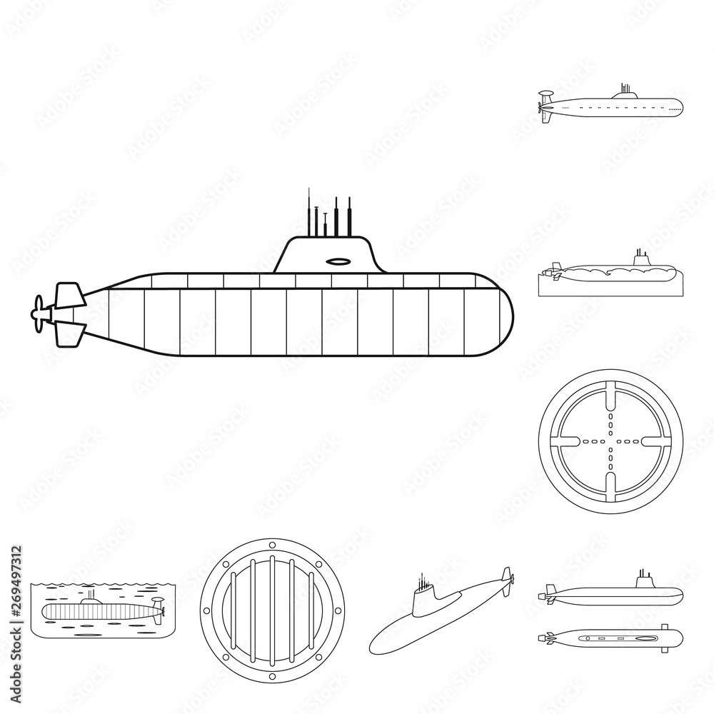 Isolated object of boat and navy sign. Collection of boat and deep stock vector illustration. Isolated object of boat and navy sign. Collection of boat and deep stock vector illustration.