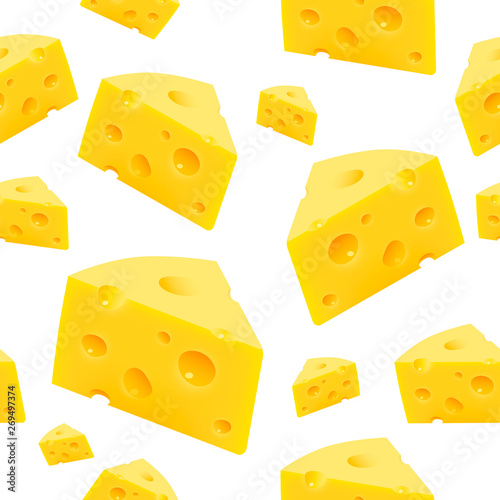 Triangular piece of cheese texture Seamless. Vector