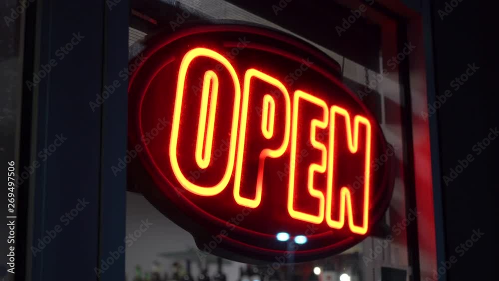 Flashing neon business OPEN sign // 4K Flashing neon business OPEN sign // 4K