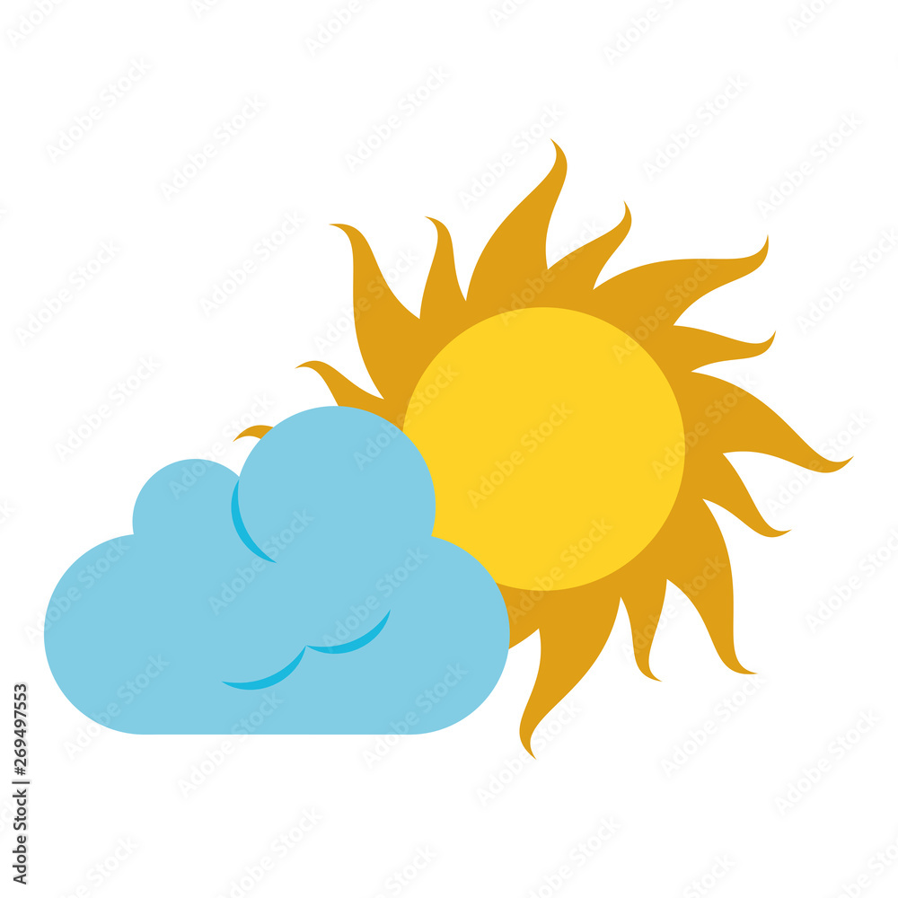 Sun and cloud cartoon isolated Sun and cloud cartoon isolated