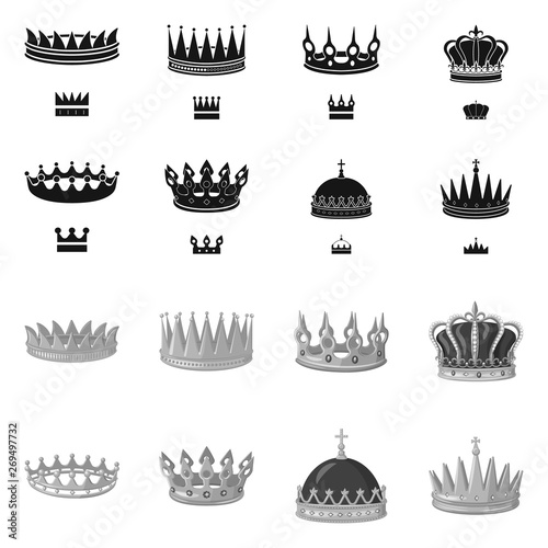 Vector design of medieval and nobility symbol. Collection of medieval and monarchy stock vector illustration.