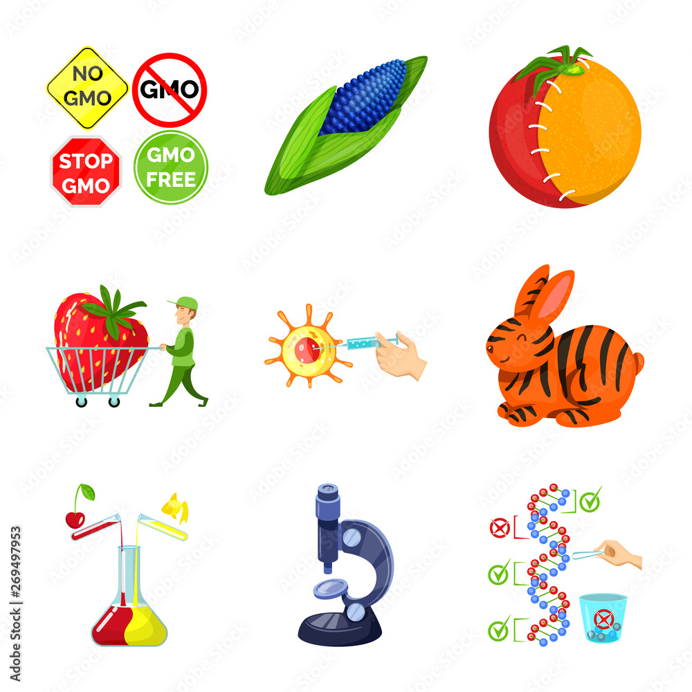 Isolated object of modified and genetically logo. Set of modified and science vector icon for stock.