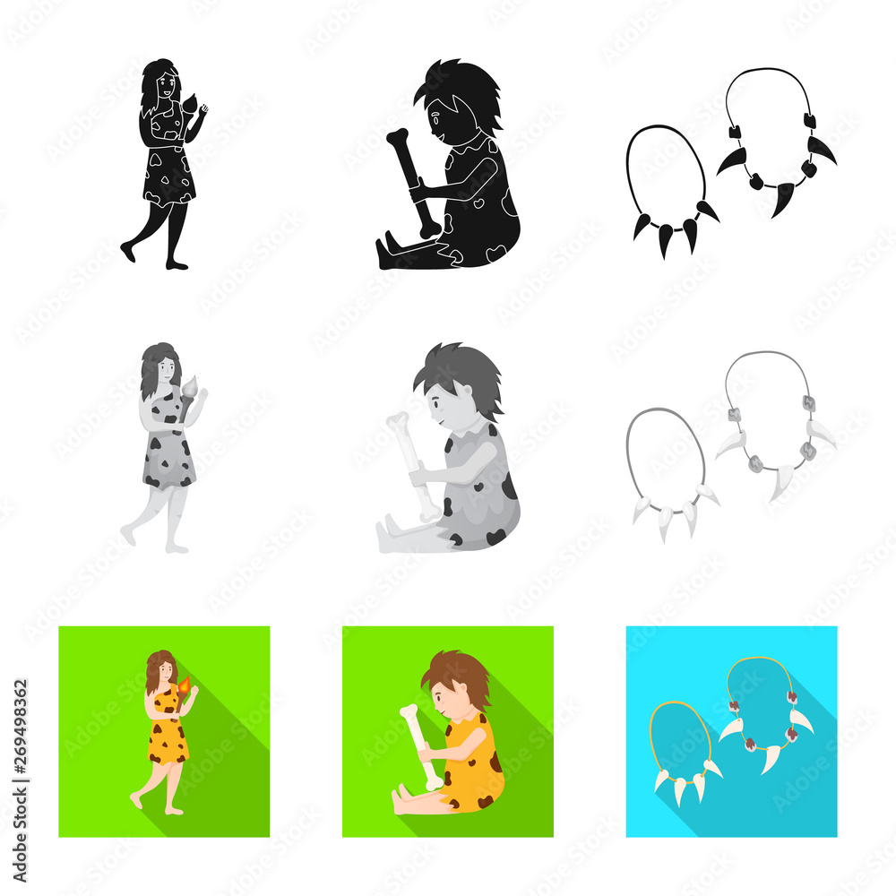 Isolated object of evolution and neolithic icon. Set of evolution and primeval stock symbol for web. Isolated object of evolution and neolithic icon. Set of evolution and primeval stock symbol for web.