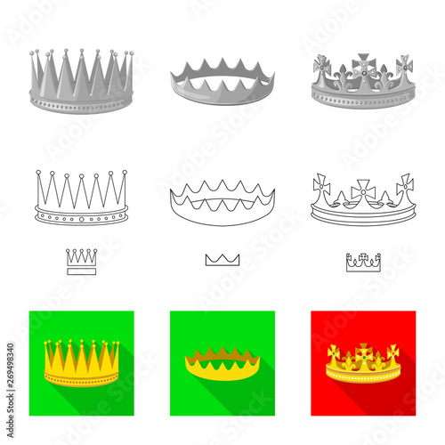 Vector design of medieval and nobility logo. Set of medieval and monarchy vector icon for stock.