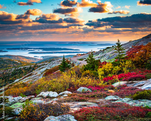 Cadillac Mountain in Acadia National Park in Fall photo