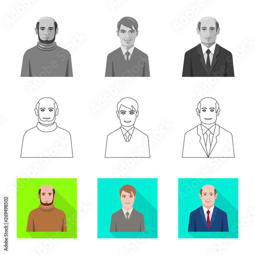Vector illustration of hairstyle and profession  icon. Collection of hairstyle and character  stock symbol for web.