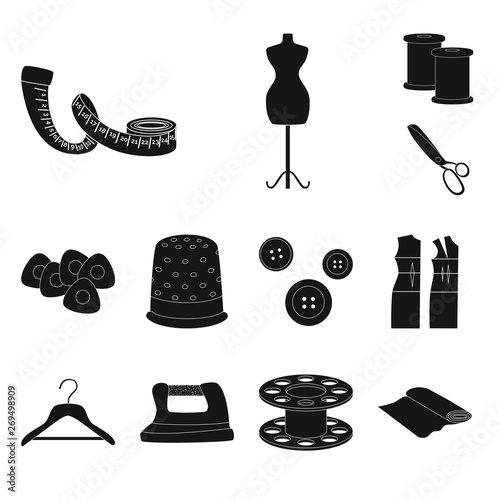 Vector illustration of studio and industry icon. Set of studio and sewing vector icon for stock.