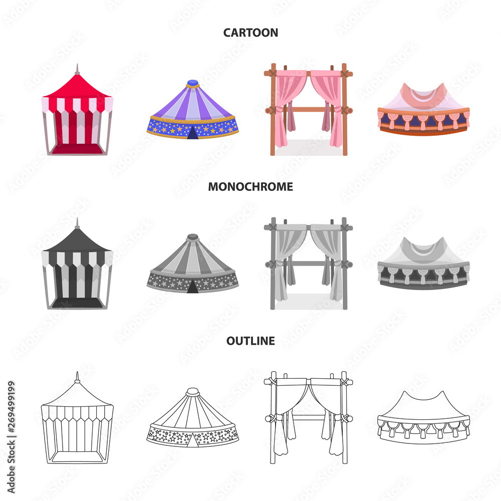 Fototapeta premium Vector illustration of roof and folding sign. Set of roof and architecture stock vector illustration.