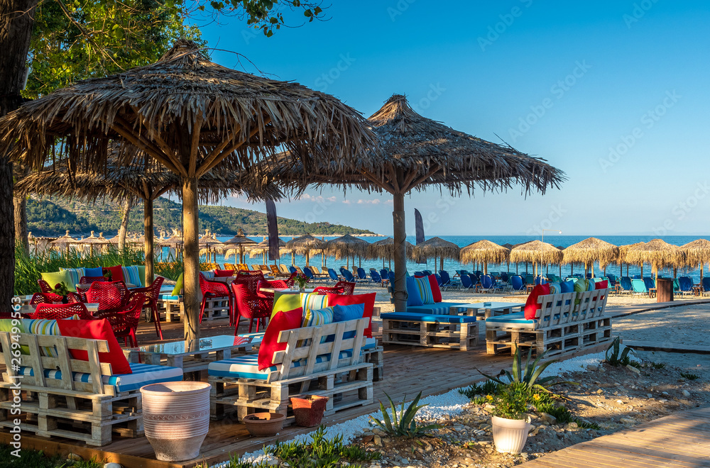 Amazing Golden Beach on Thasos, Aegean Sea, Greece