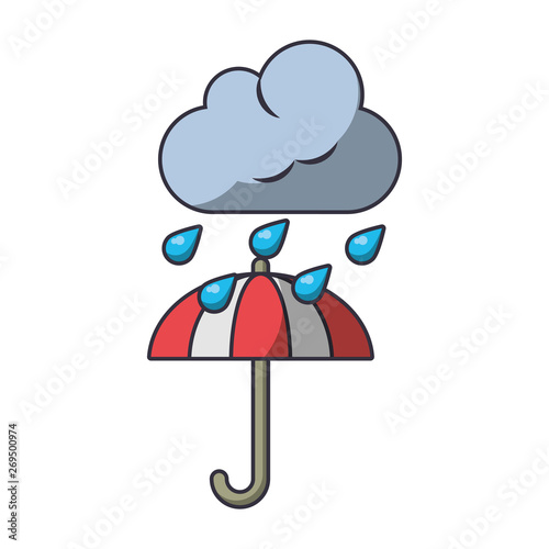 Weather cloud raining on umbrella