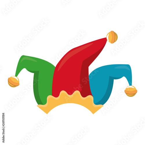Jester joker hat cartoon isolated vector illustration