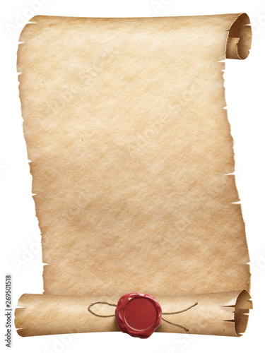 Ancient parchment scroll wi...