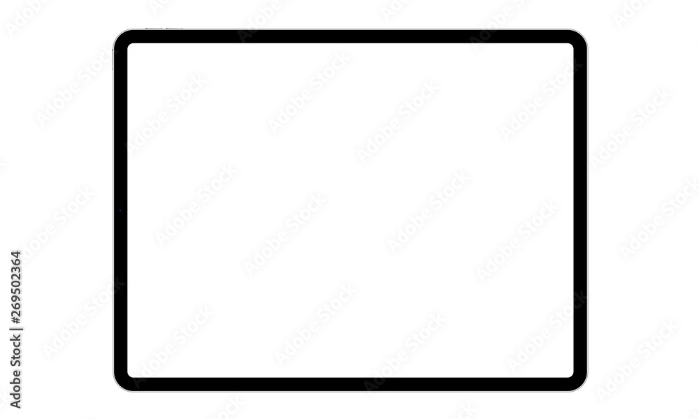 Modern black tablet computer with blank horizontal screen isolated on white background. Vector illustration Modern black tablet computer with blank horizontal screen isolated on white background. Vector illustration