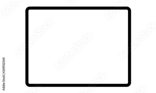 Modern black tablet computer with blank horizontal screen isolated on white background. Vector illustration