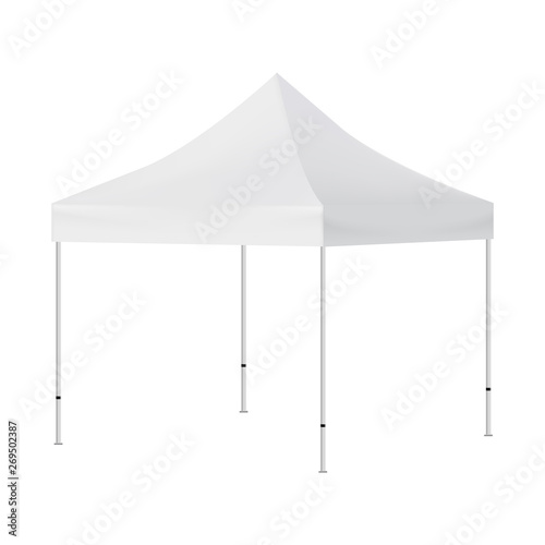 Blank square tent mockup isolated on white background - side view. Vector illustration