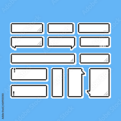 Pixel speech balloons icon set.8bit.