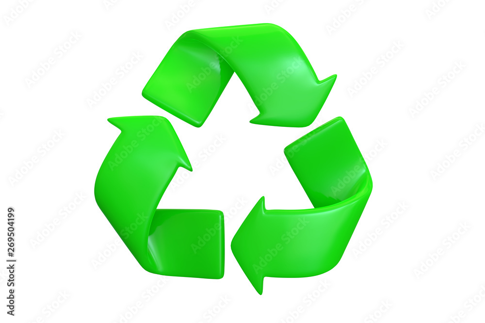 3D render of Green Recycling symbol isolated on white background 3D render of Green Recycling symbol isolated on white background