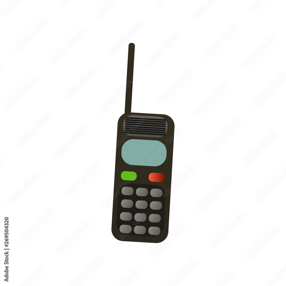 Old retro mobile phone with antenna with plastic buttons Old retro mobile phone with antenna with plastic buttons