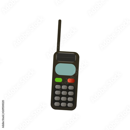 Old retro mobile phone with antenna with plastic buttons