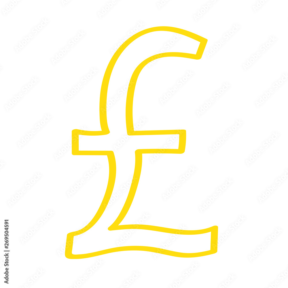 Handgezeichnetes Pfund-Symbol in gelb Handgezeichnetes Pfund-Symbol in gelb