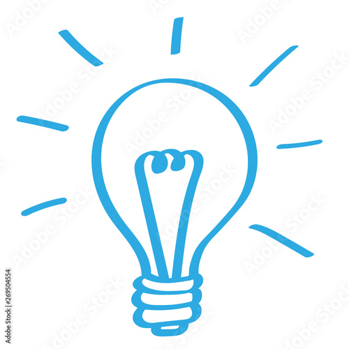 Handgezeichnete Glühbirne in blau