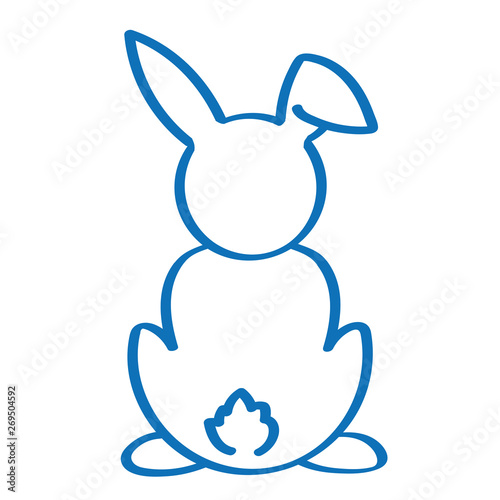 Handgezeichneter Hase von hinten in dunkelblau
